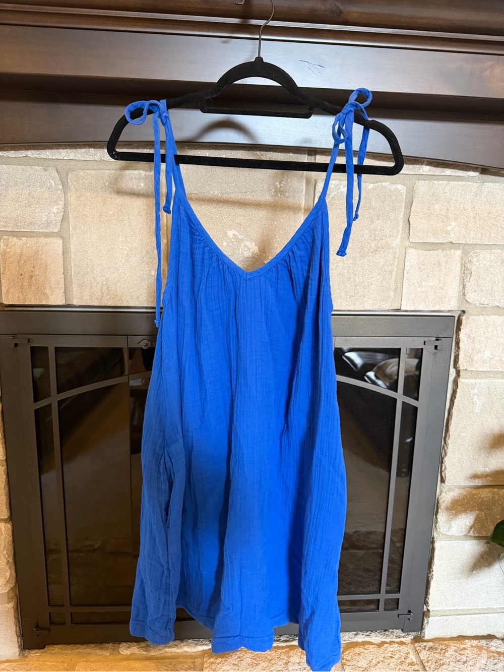 Old Navy Royal Blue Gauze Sundress with Tie Straps